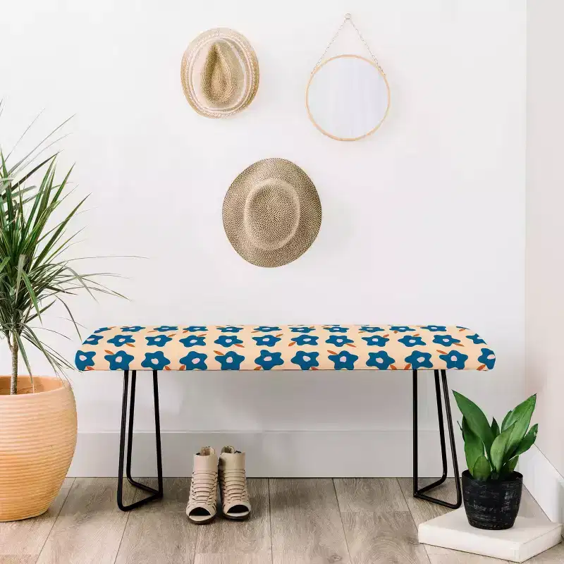 Maritza Lisa Wonky Blue Spring Flowers Bench Blue - Deny Designs