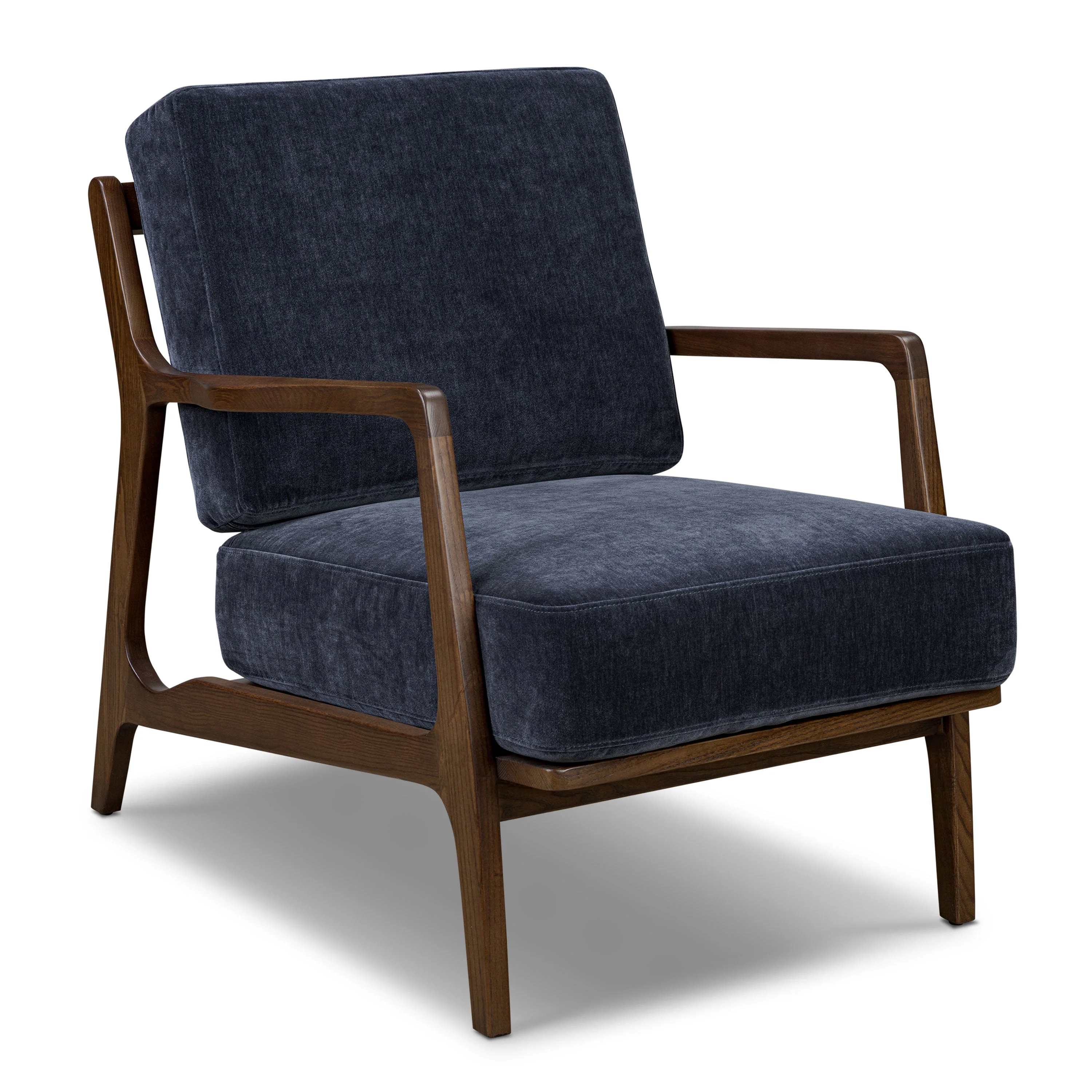 Modern Mystic Blue Lounge Chair with Kiln-Dried Wood Frame