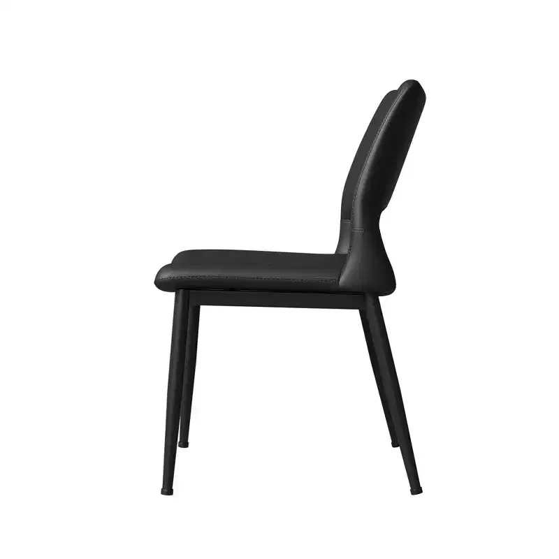 Black Faux Leather Dining Chairs, Modern Style, Set of 2