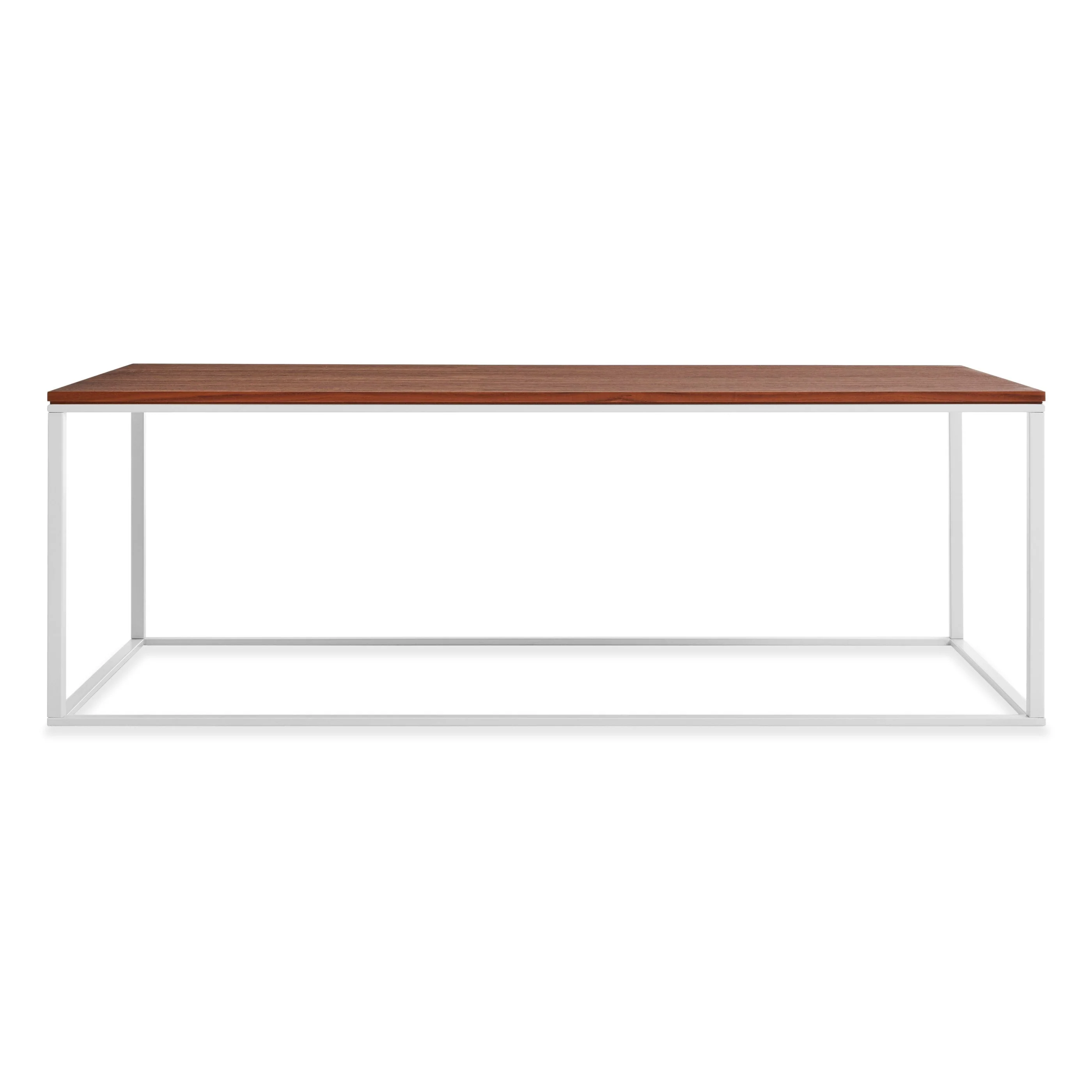 Modern Walnut Wood Steel Coffee Table with Minimal Open Frame for Living Room