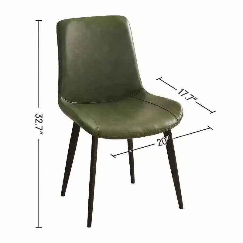 2pk Modern Faux Leather Dining Chairs with Cushioned Seats & Metal Legs