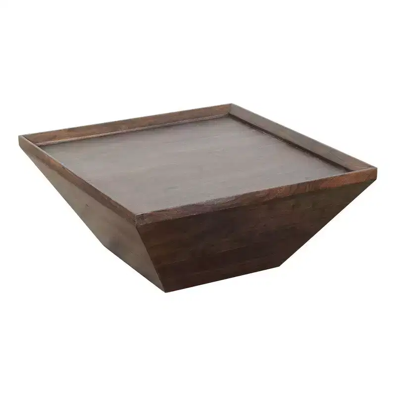 Royal Hampton Square Shape Acacia Wood Coffee Table with Trapezoid Base, 36 Inch
