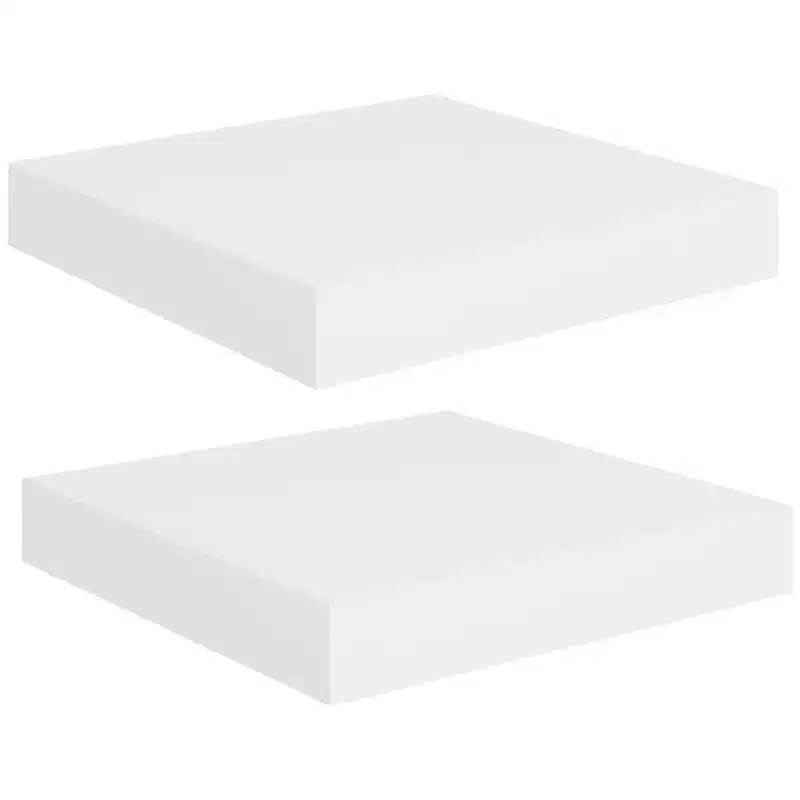 Wall Shelf Set of 2 White Honeycomb MDF, metal Small