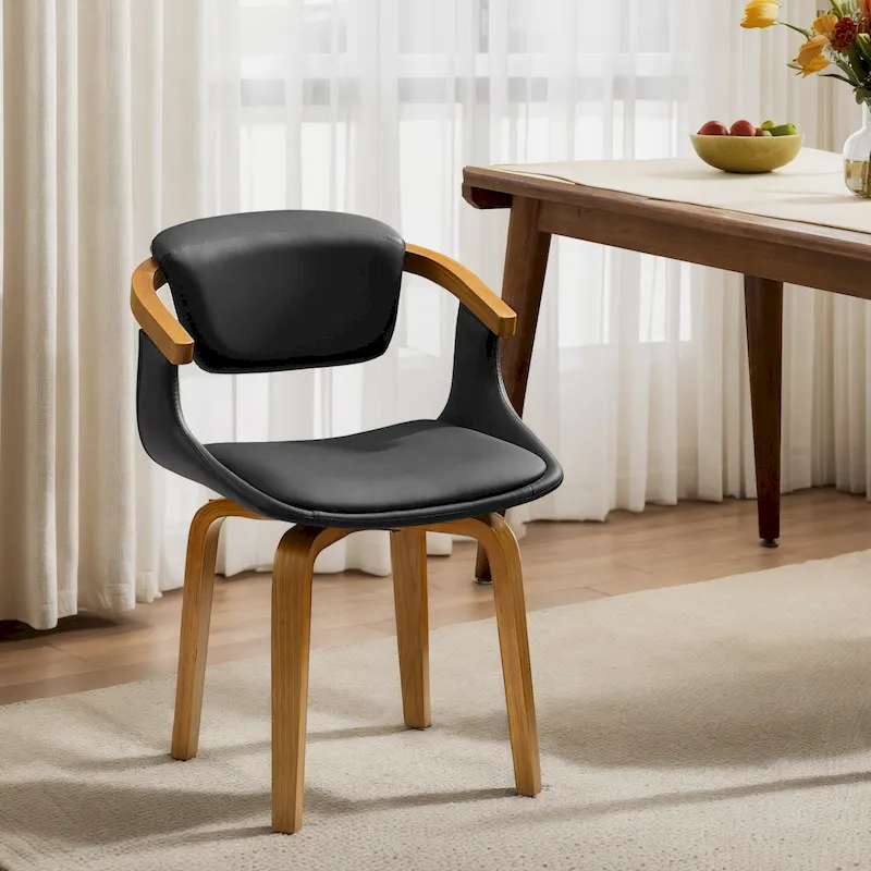 Modern Swivel Dining Chair, Upholstered Seat, 360-Degree Rotation, Mid-Century Style
