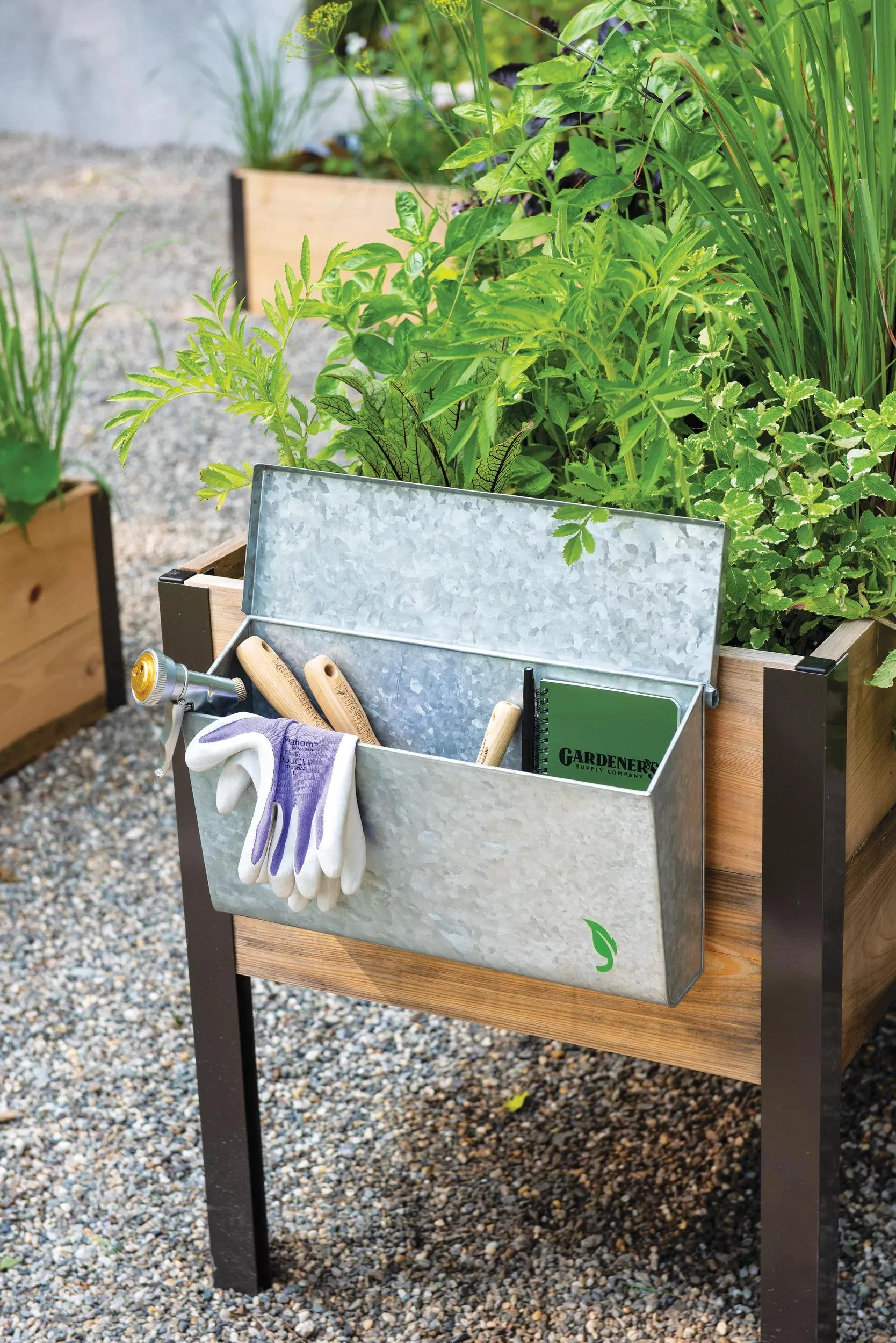 Galvanized Steel Garden Hand Tool Storage Box with Divider