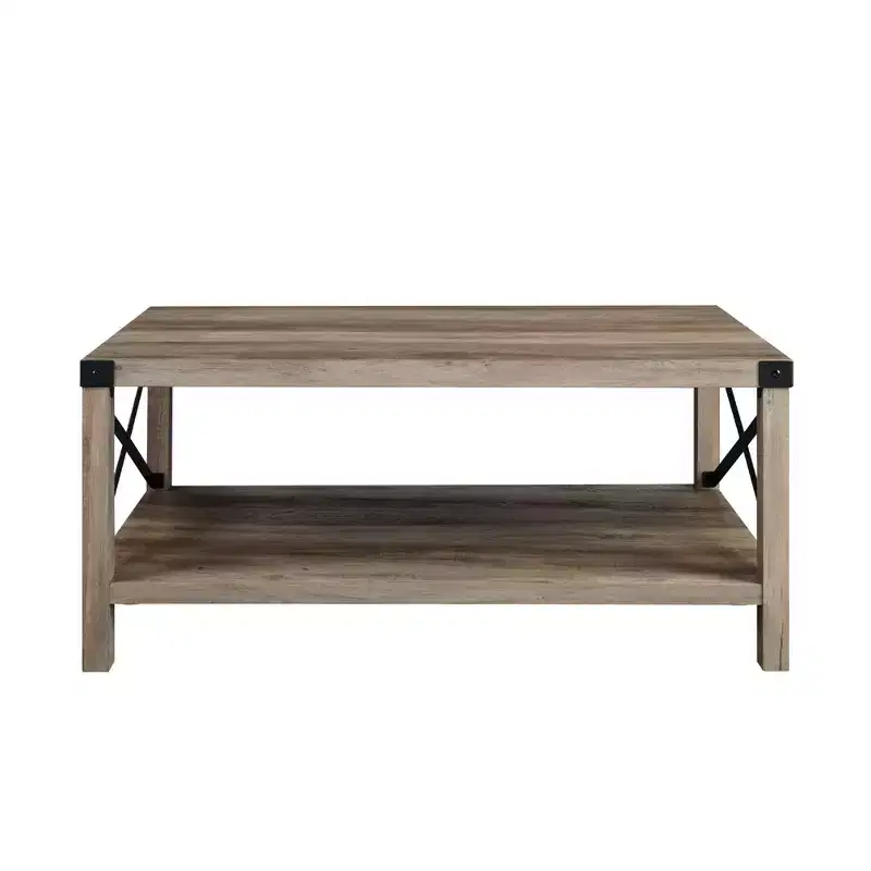 Farmhouse Metal-X Coffee Table with Lower Shelf