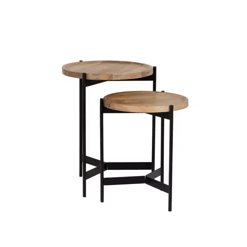 Wood and Metal Nesting Table Natural