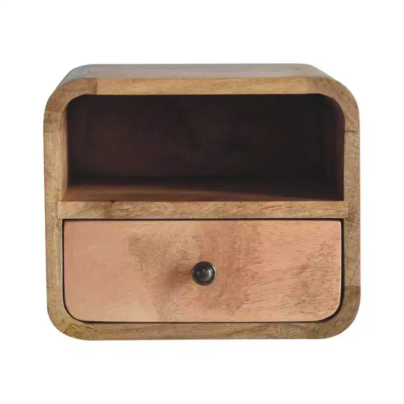 HomeRoots 12 Oak Solid Wood One Drawer Floating Nightstand