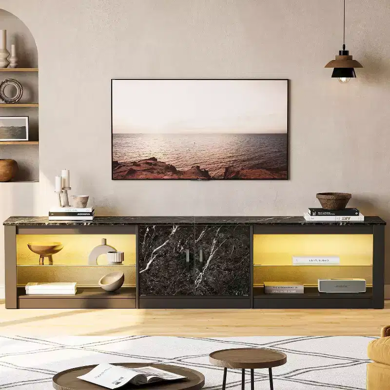 Bestier 70 LED TV Stand for TVs up to 75 Entertainment Center for Living Room