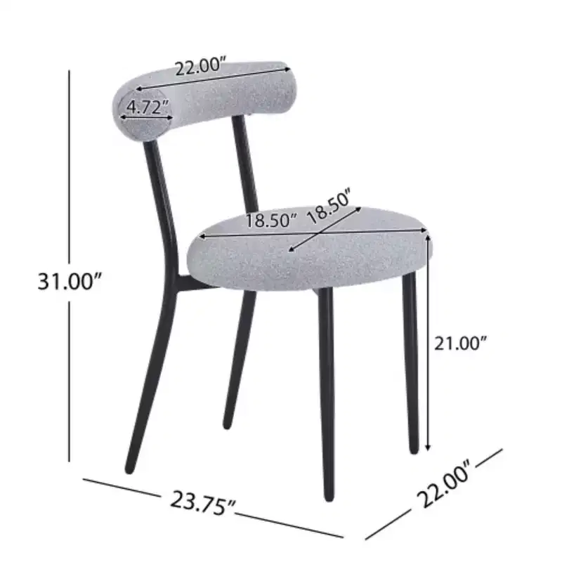 Bundle of Two White Fabric Dining Chairs Without Armrests