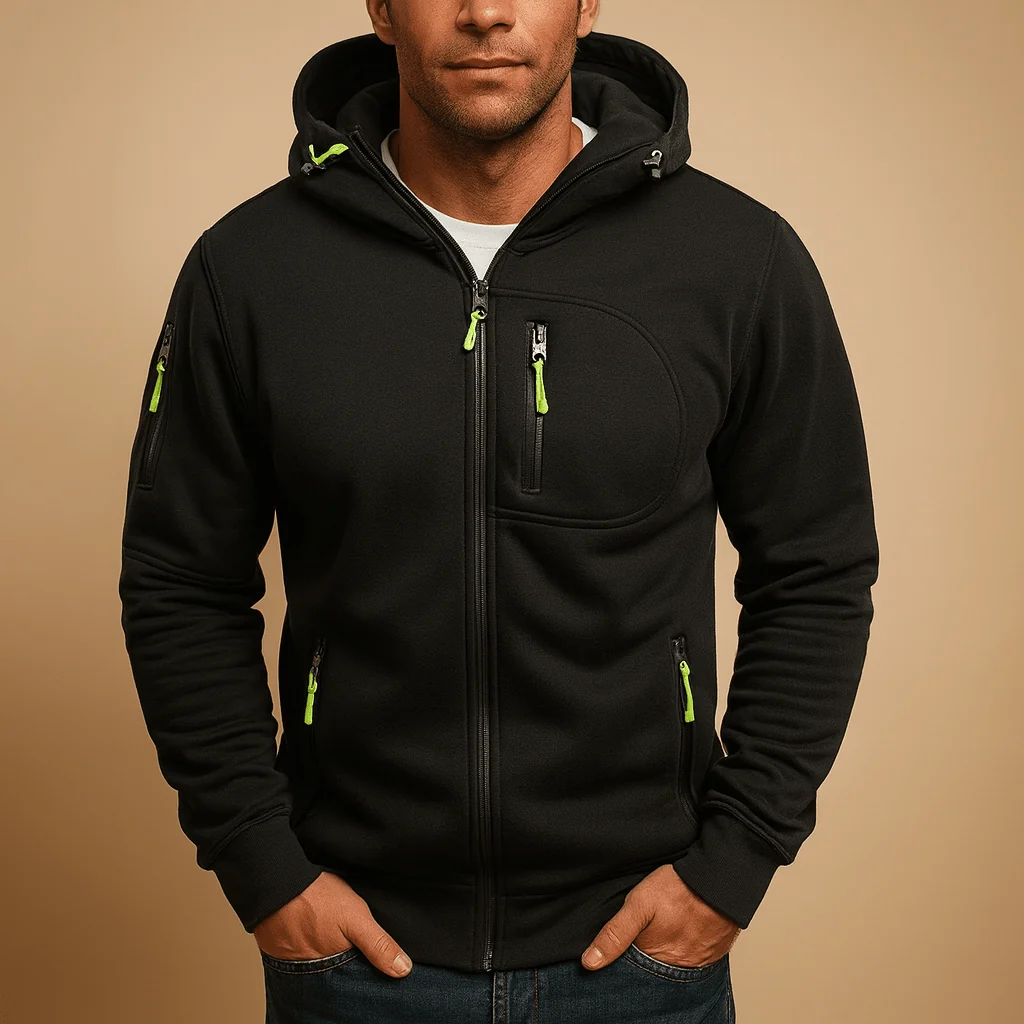 Zip-Up Hoodie Men Comfortable Breathable Fit for Everyday Wear