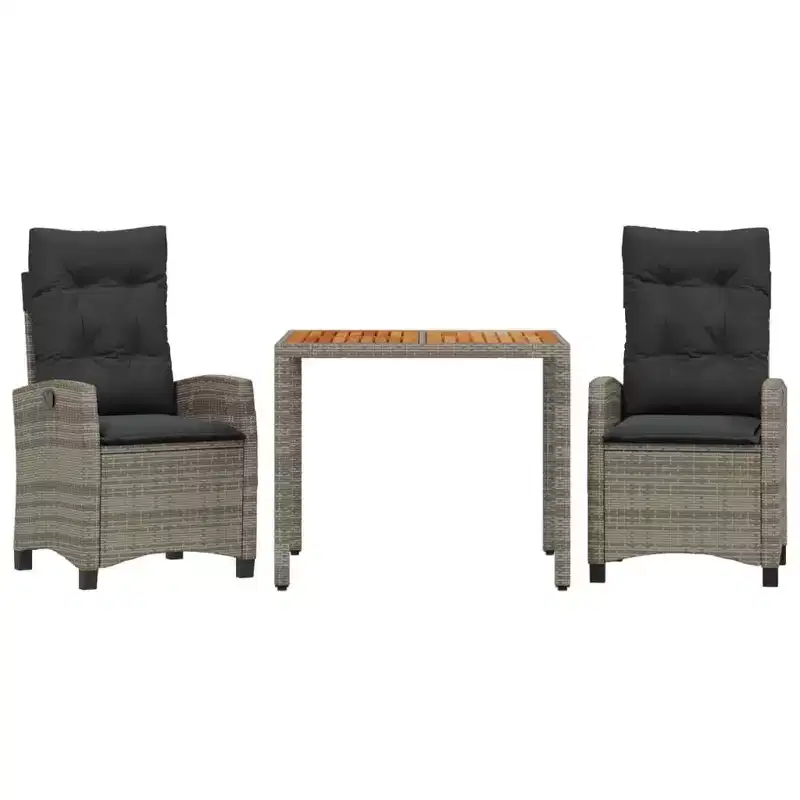 vidaXL Patio Dining Set with Cushions Poly Rattan