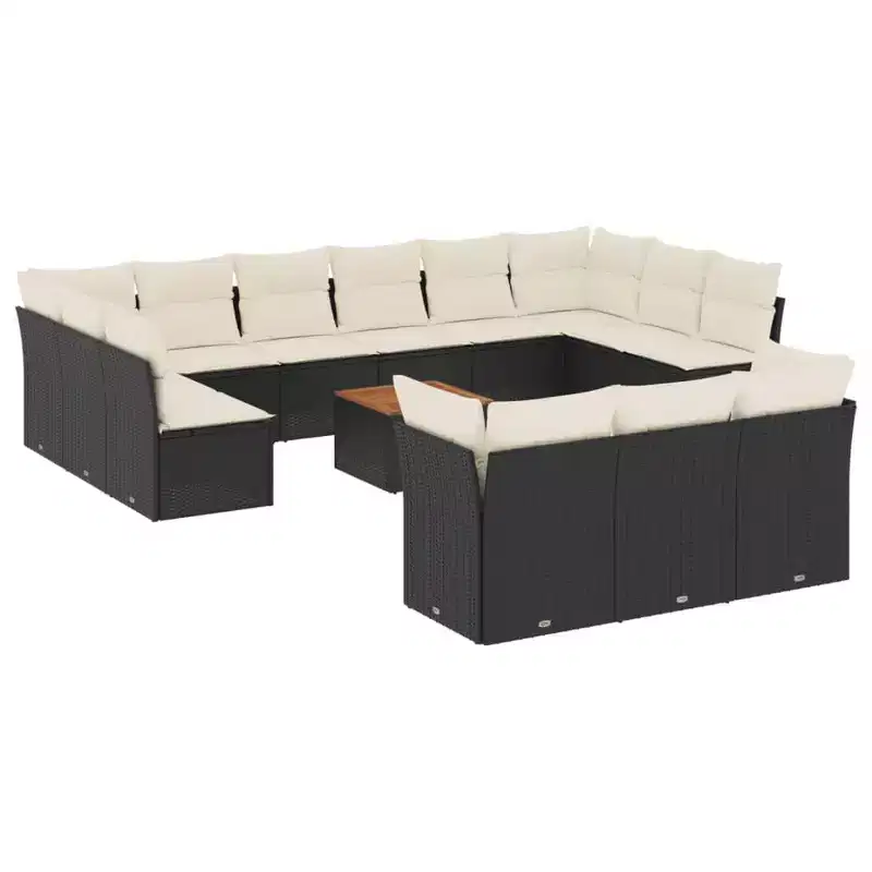 vidaXL Garden Sofa Set Black and Cream