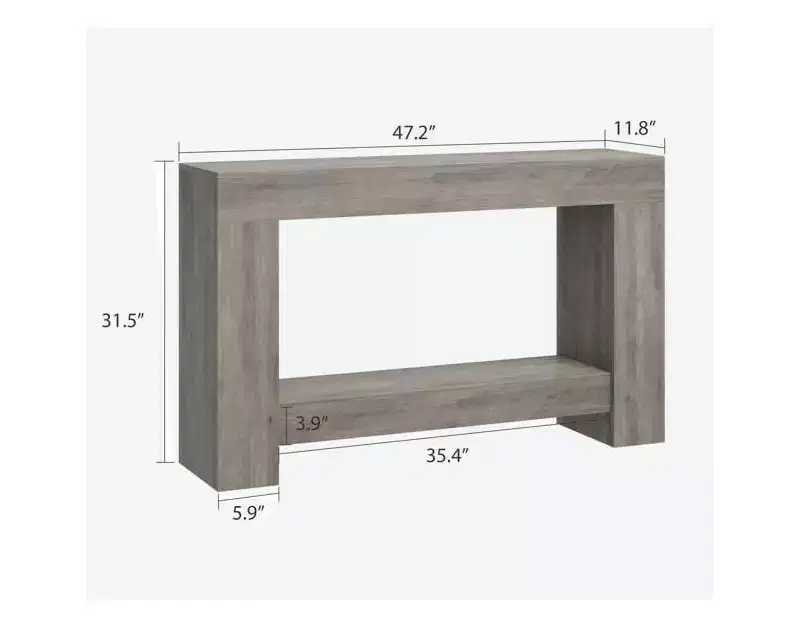 47 Farmhouse Console Table,2-Tier Entryway & Sofa Table with Open Storage for Living Room, Hallway & Foyer Decor