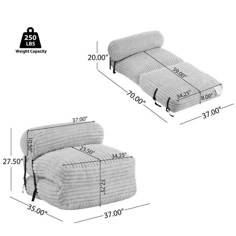 Christopher Knight Home Maegan Modern Foldable Faux Fur Bean Bag Convertible Lounge Bed with Pillow