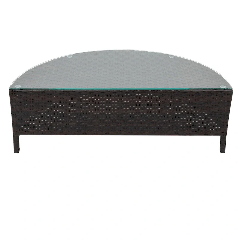 5-Pieces All-Weather PE Rattan Wicker Half-Moon Sofa Set