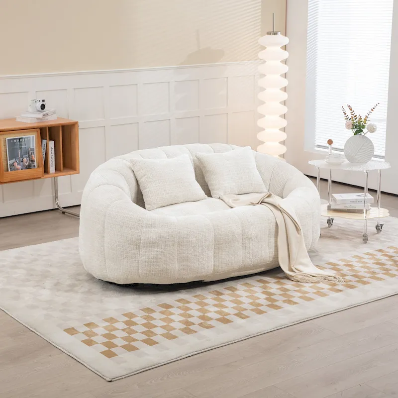 HOMEFUN Chenille Upholstered Durable Comfort Lounger High Back Bean Bag Loveseat Sofa