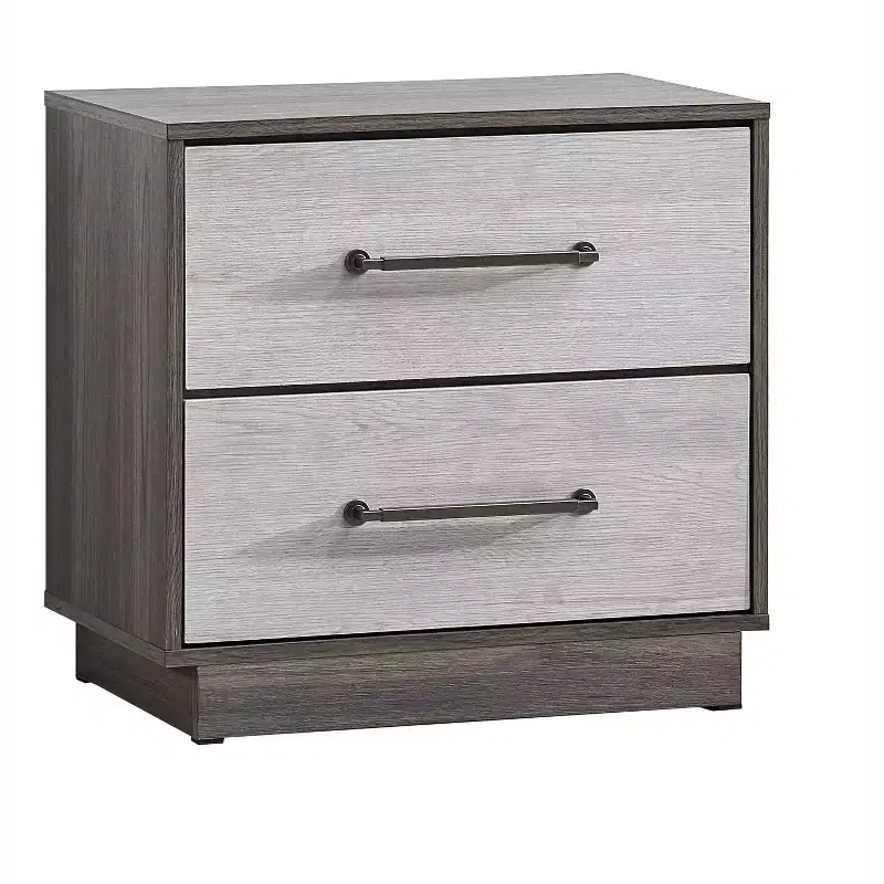 Passion Furniture Aberdeen Gray and Oak 2-Drawer 24 in. W Nightstand