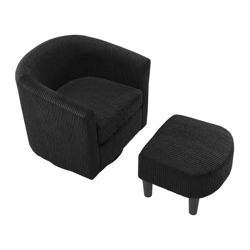 Modern Swivel Barrel Chair and Ottoman Cozy Lounge Seating