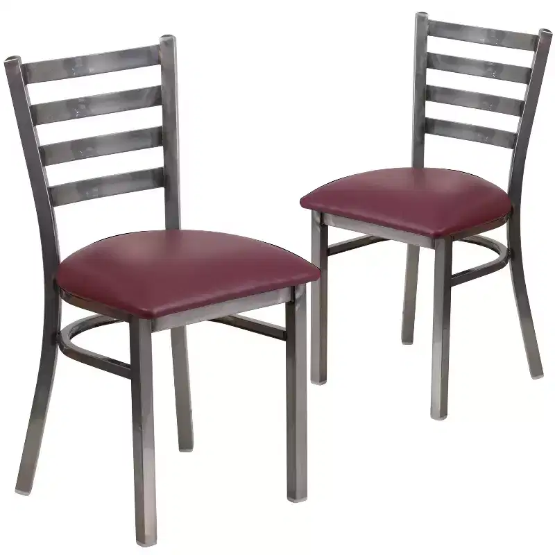 Emma and Oliver 2 Pack Clear Coated Ladder Back Metal Restaurant Chair