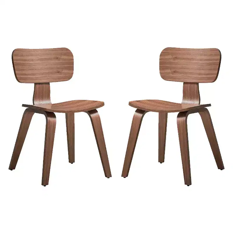 Simple Relax Set of 2 Wooden Side Chairs in Walnut