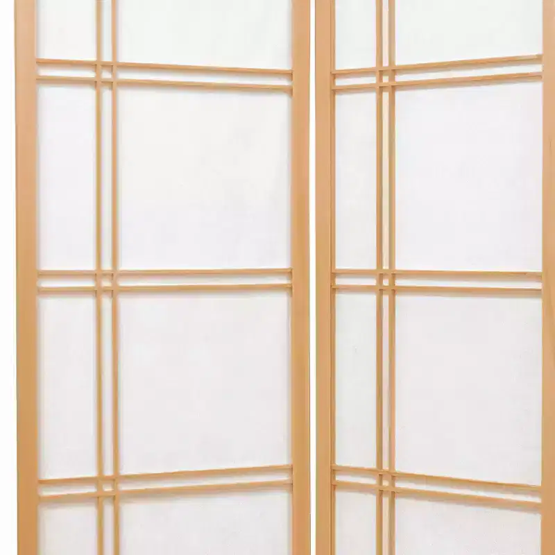 6 ft. Tall Shoji Screen Room Divider, 8-Panel Folding Privacy Screen with Washi Rice Paper & Hardwood Frame, Natural