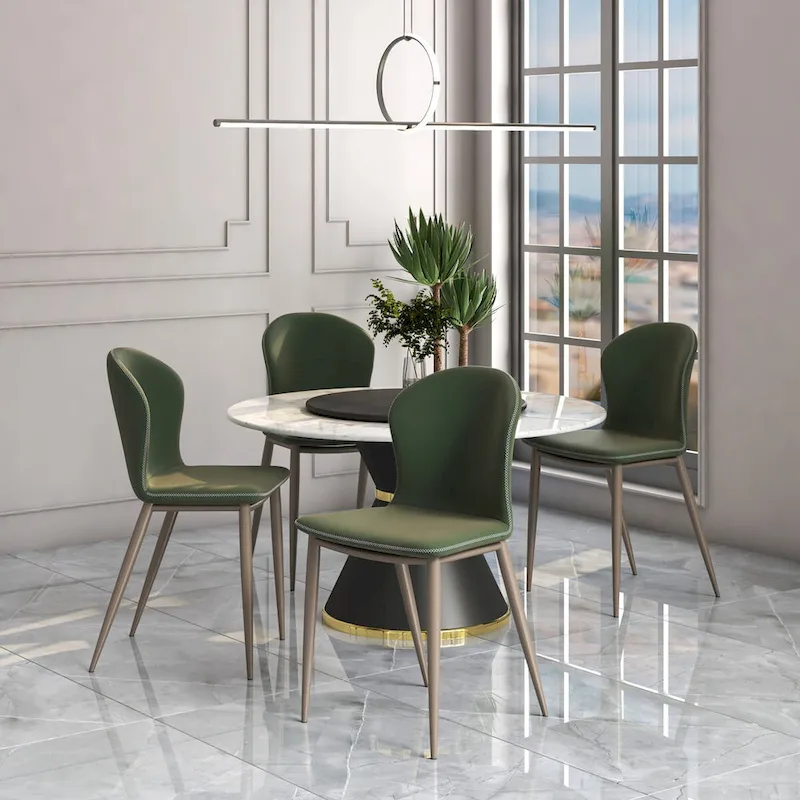 Mosaic Modern Upholstered Fabric Dining Chair with Metal Legs by LeisureMod