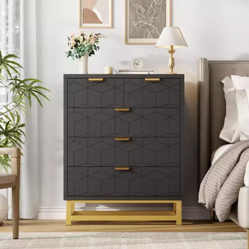 Modern 5-Drawer Dresser with Metal Legs,Wide Storage Chest Organizer for Bedroom, Living Room & Entryway