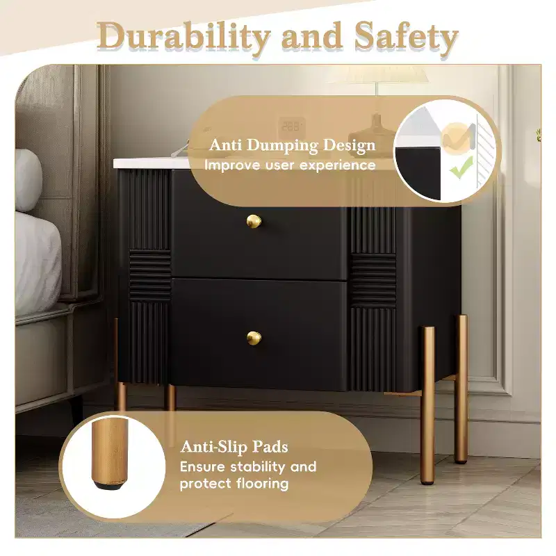 Christopher Knight Home Eilidh Modern Wood and Metal Nightstand with 2 Drawers