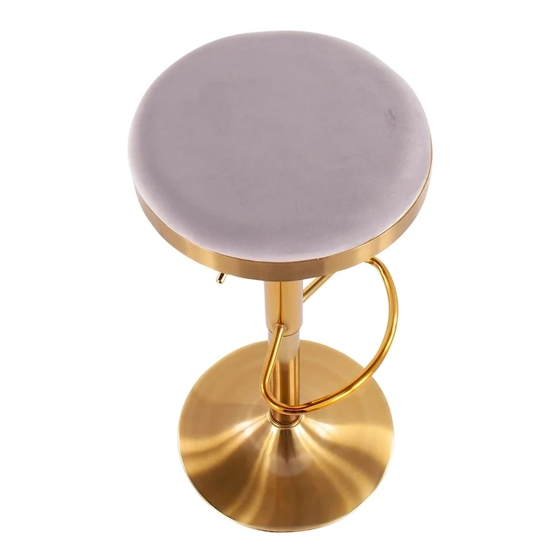 Lumisource Dakota Barstool in Gold Steel and White Leather - Set of 2 - 15Lx15Wx23-31.75H