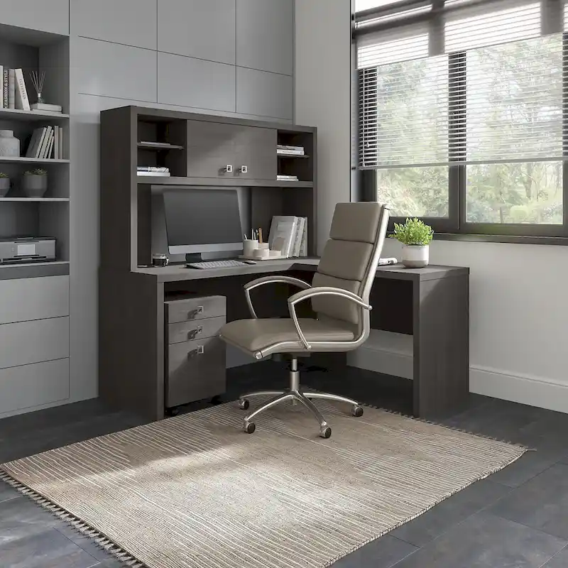 Echo L Shaped Desk with Hutch and Drawers