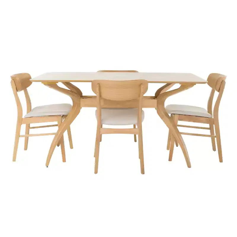Christopher Knight Home Fausett Mid Century Modern Fabric Upholstered Wood 5 Piece Dining Set