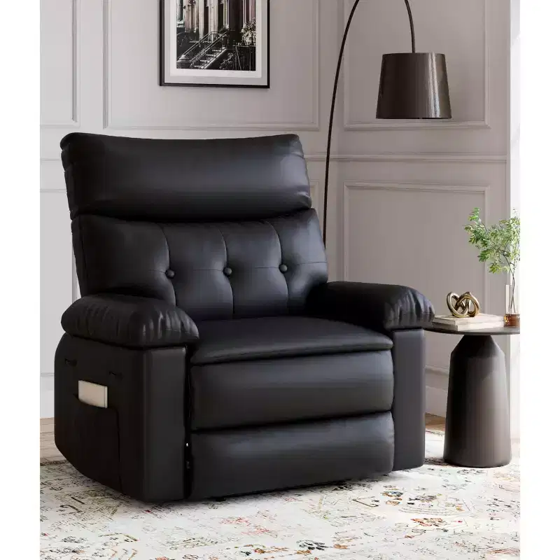 Oversized Recliner Chair - Faux PU Leather Large Manual Recliner for Adults, Exceptional Comfort Lazy Chair