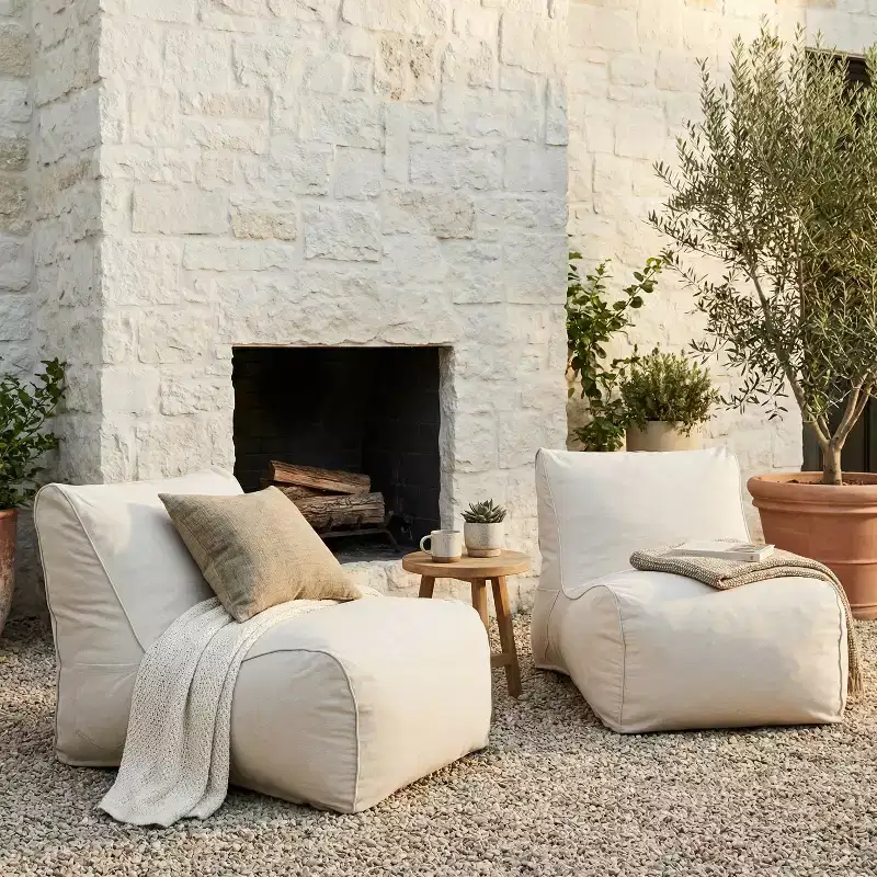 Christopher Knight Home Estelle Modern Outdoor Bean Bag Lounge Chair (Set of 2)