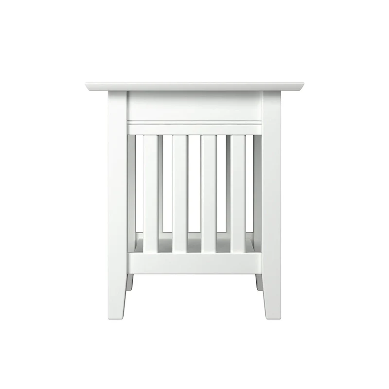 Mission End Table with Charging Station in White