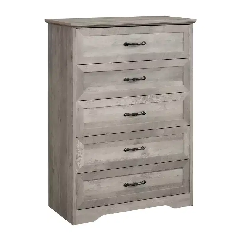 Simple Grey Five-Drawer Chest, YS Brand, Made of Oak, Large Capacity with Five Drawers, Suitable for Multiple Scenarios, Anti-Tip Safety
