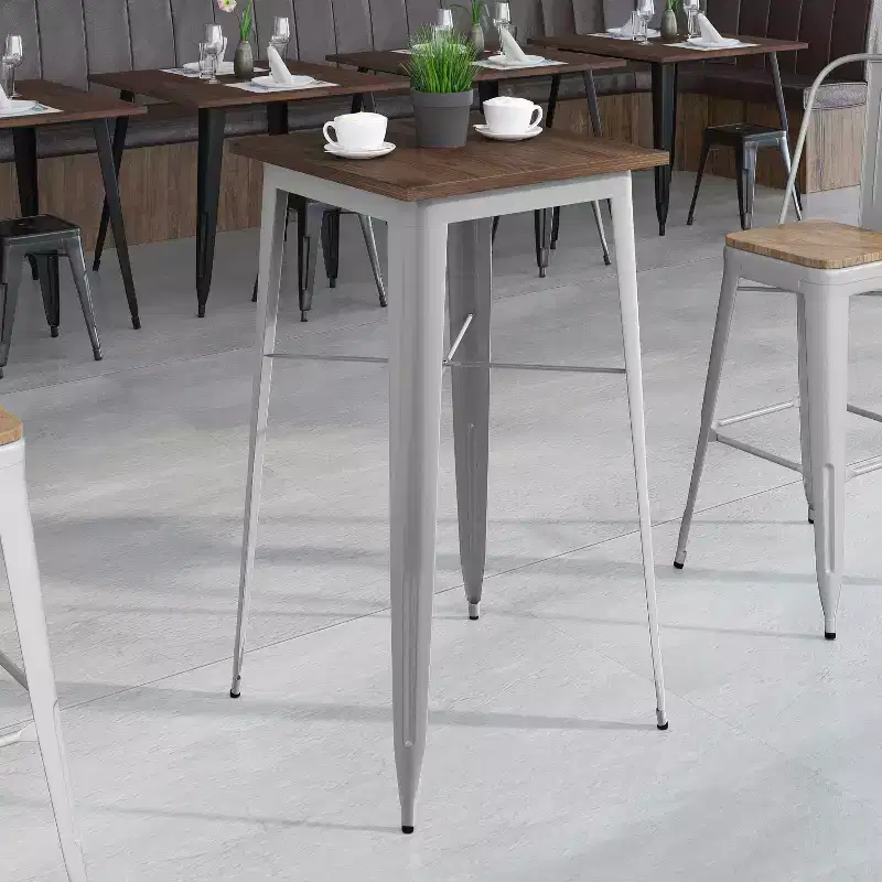 23.75 Square Wood/Metal Indoor Bar Height Table