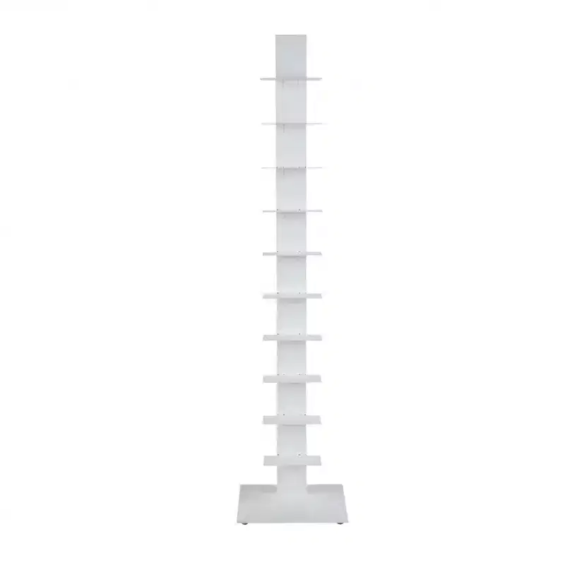 HomeRoots 60 White Metal Ten Shelf Modern Tower Bookcase