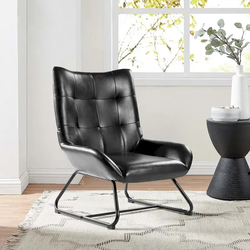 Set of 2 Wingback Accent Chairs with Metal Legs, 35.5