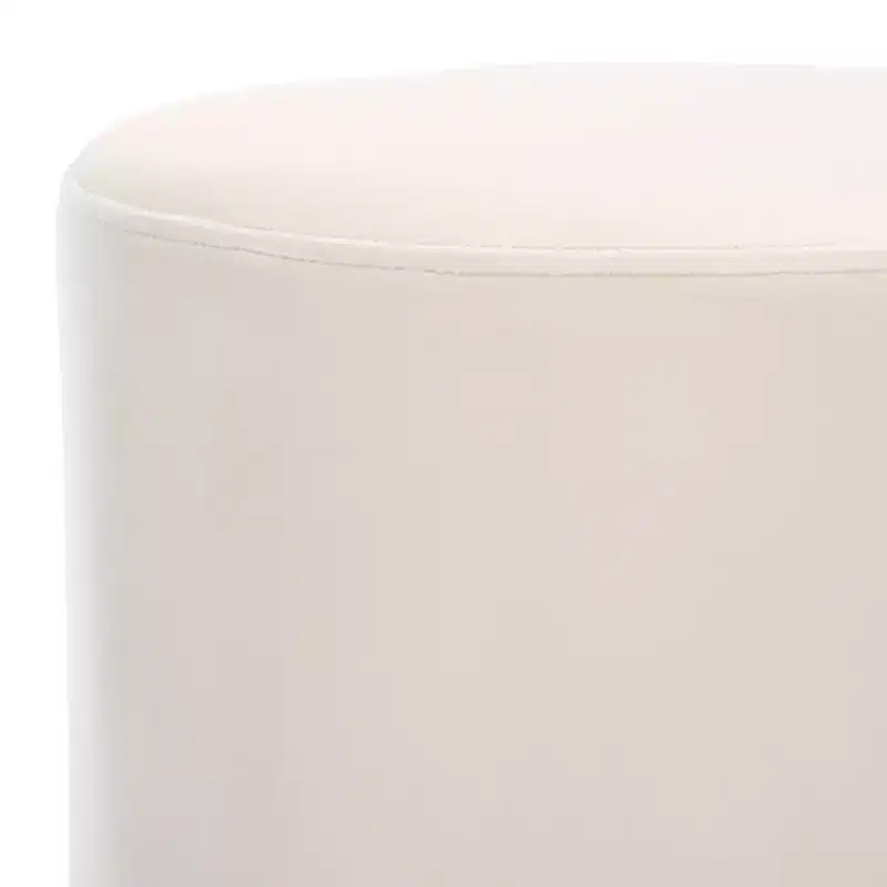 Ivory / Rust Round Velvet Ottoman with Tassel, Seats 1