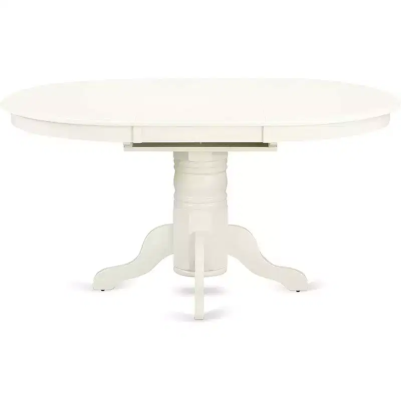 HomeStock Oval Dining Table Set Linen White Dark Shitake