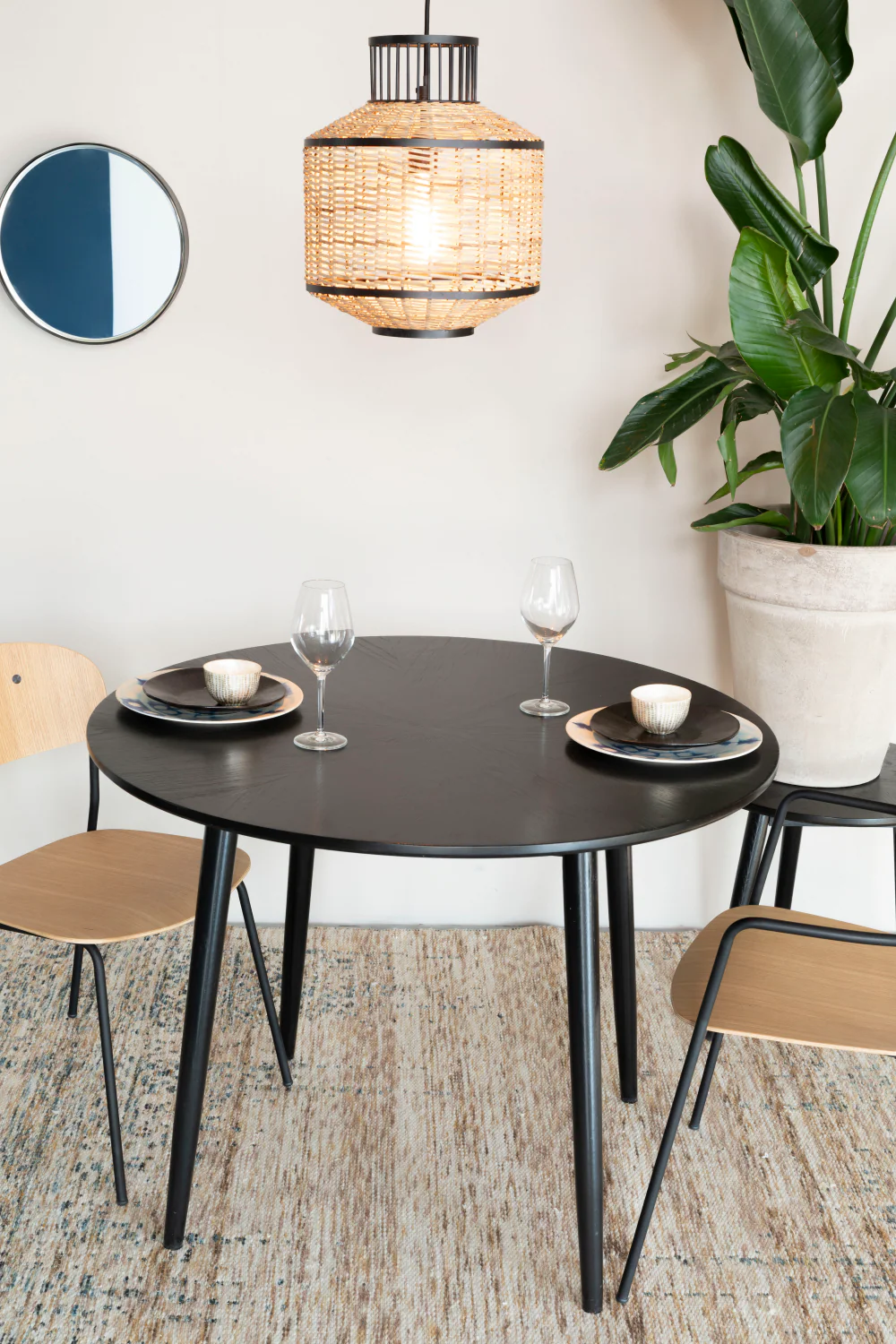 Round Black Wood Dining Table