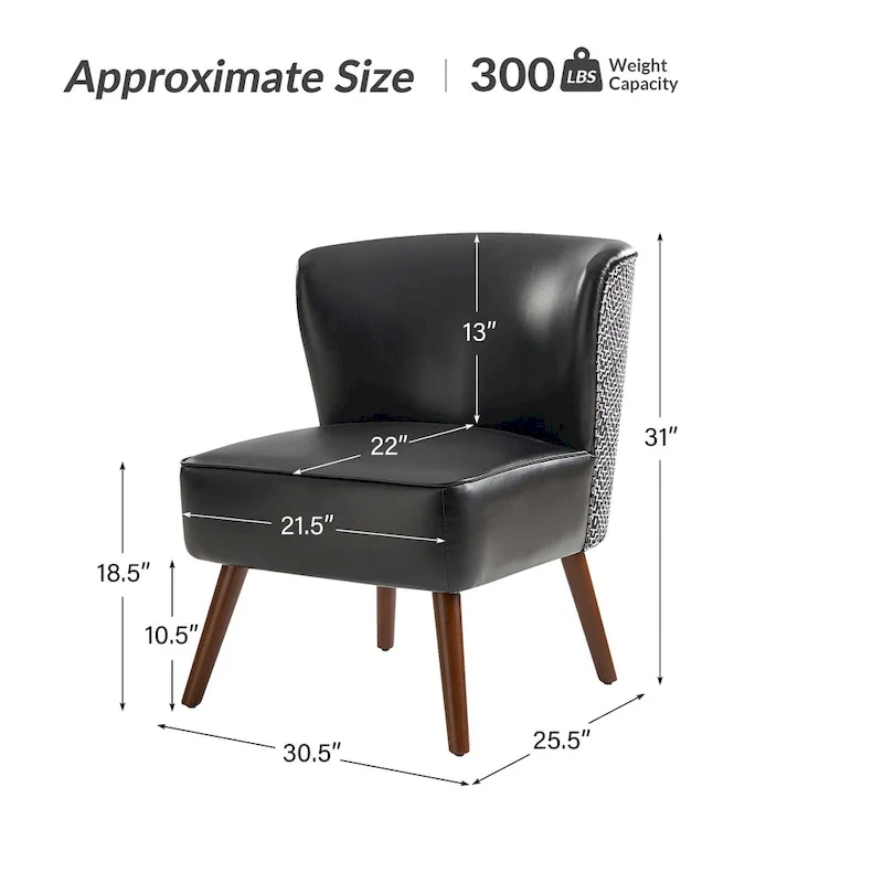 Alexander Mid-Century Modern Side Armchair with Solid Wood Legs by HULALA HOME