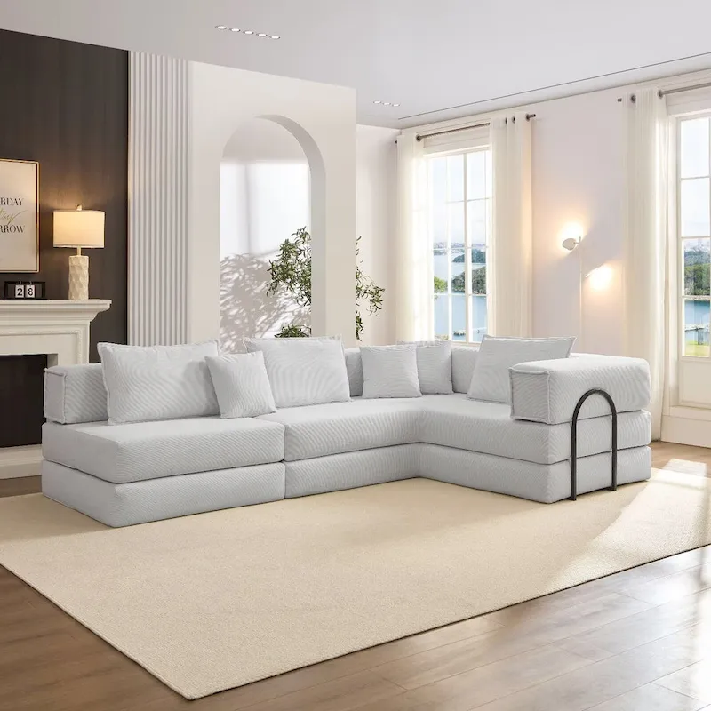 118.2 Oversized Upholstered Sectional Sofa, DIY Corduroy Sofa
