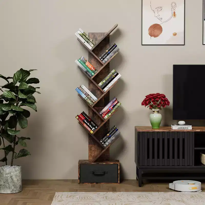 Modern Bookshelf, Freestanding Bookshelf with Special design, Tall Bookshelf for Living Room, Office, Bedroom