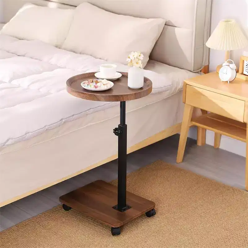 Acekool Adjustable Height C-Shaped Mobile Side Table with Wheels for Living Room Bedroom
