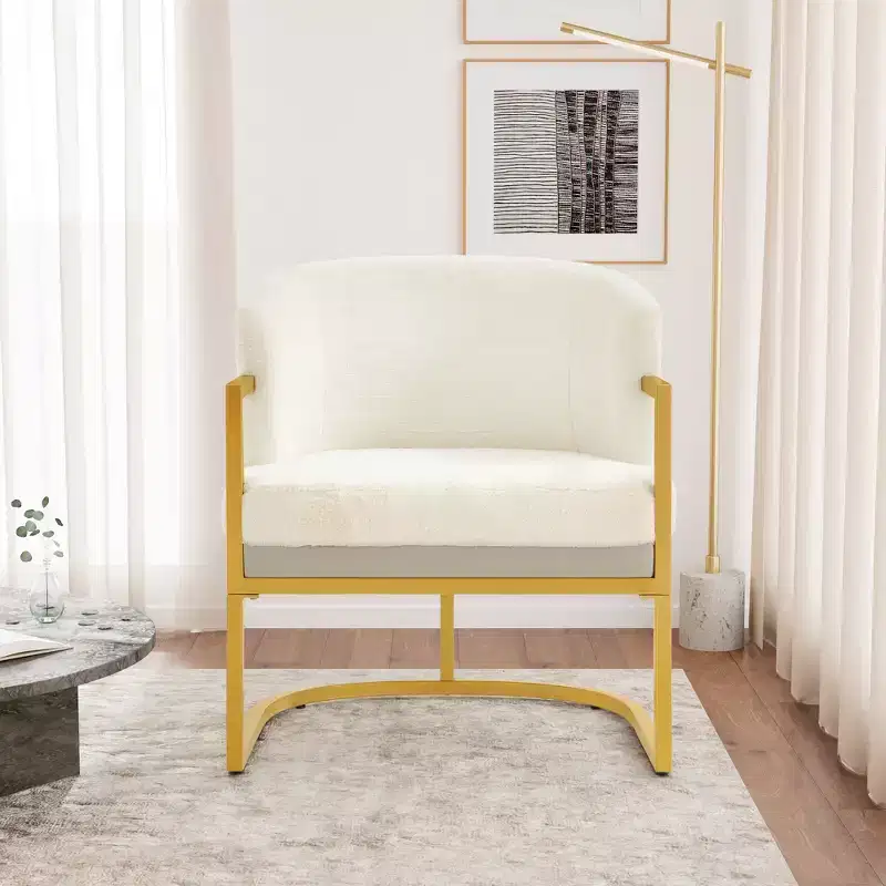 Christopher Knight Home Kaelis Modern Faux Fur Upholstered Accent Chair with Curved Backrect and Metal Frame