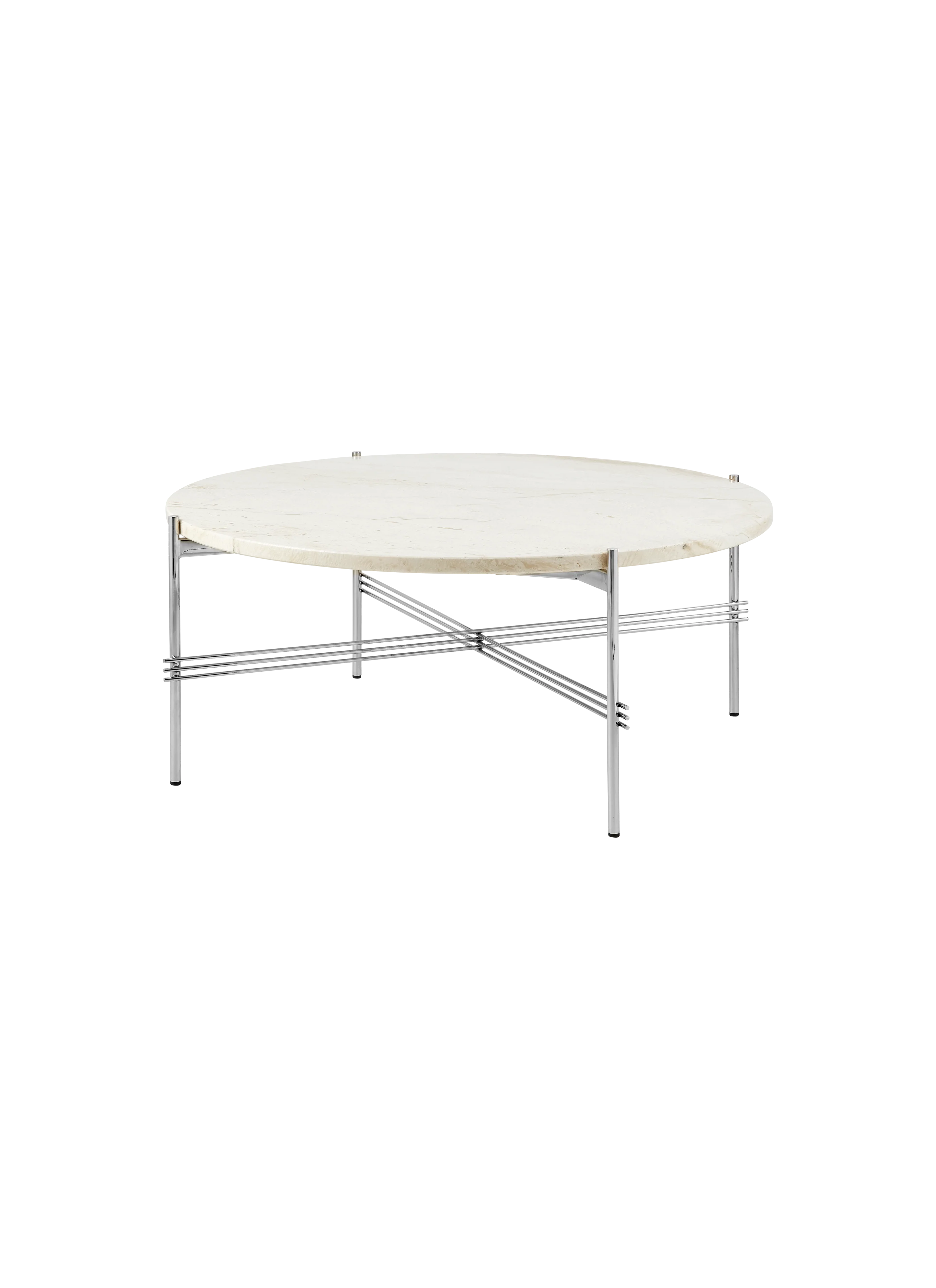 Scandinavian Natural Oak Round Coffee Table with Fluted Cylinder Pedestal for Living Room