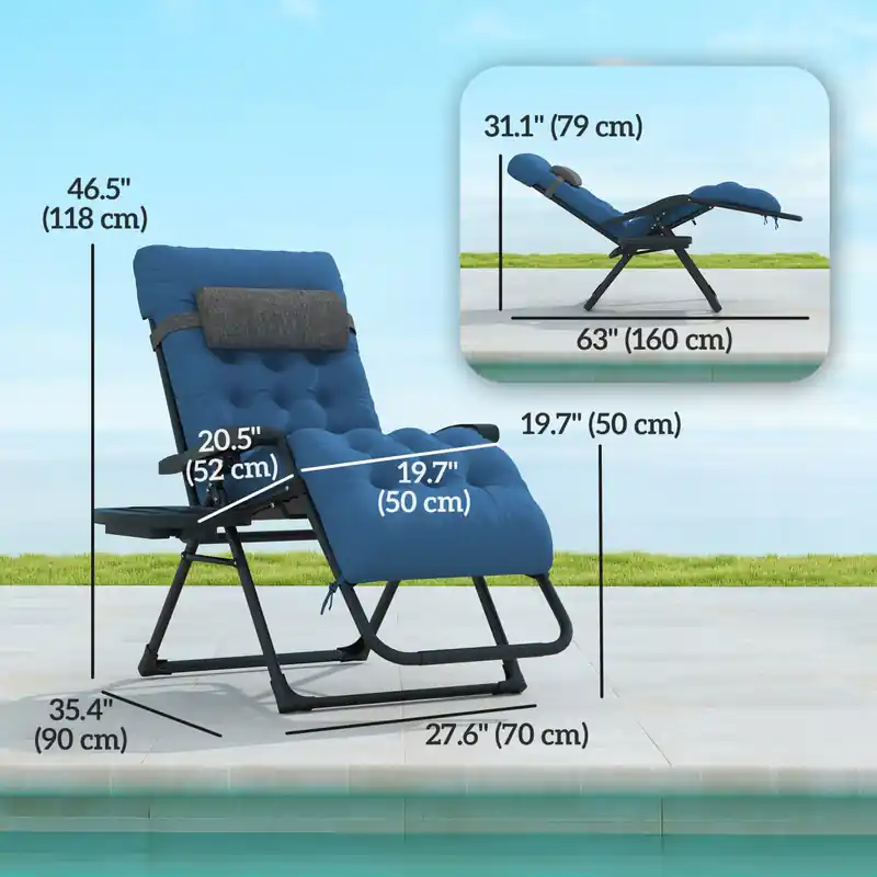 Padded Zero Gravity Chair, Folding Recliner Chair