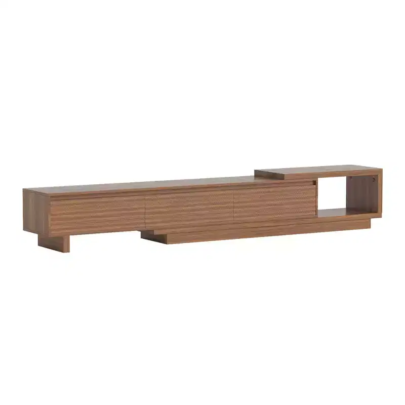 MDF Extendable TV Stand with 3 Drawers 15.86''H x 78.74-102.3''W x 15.74''D